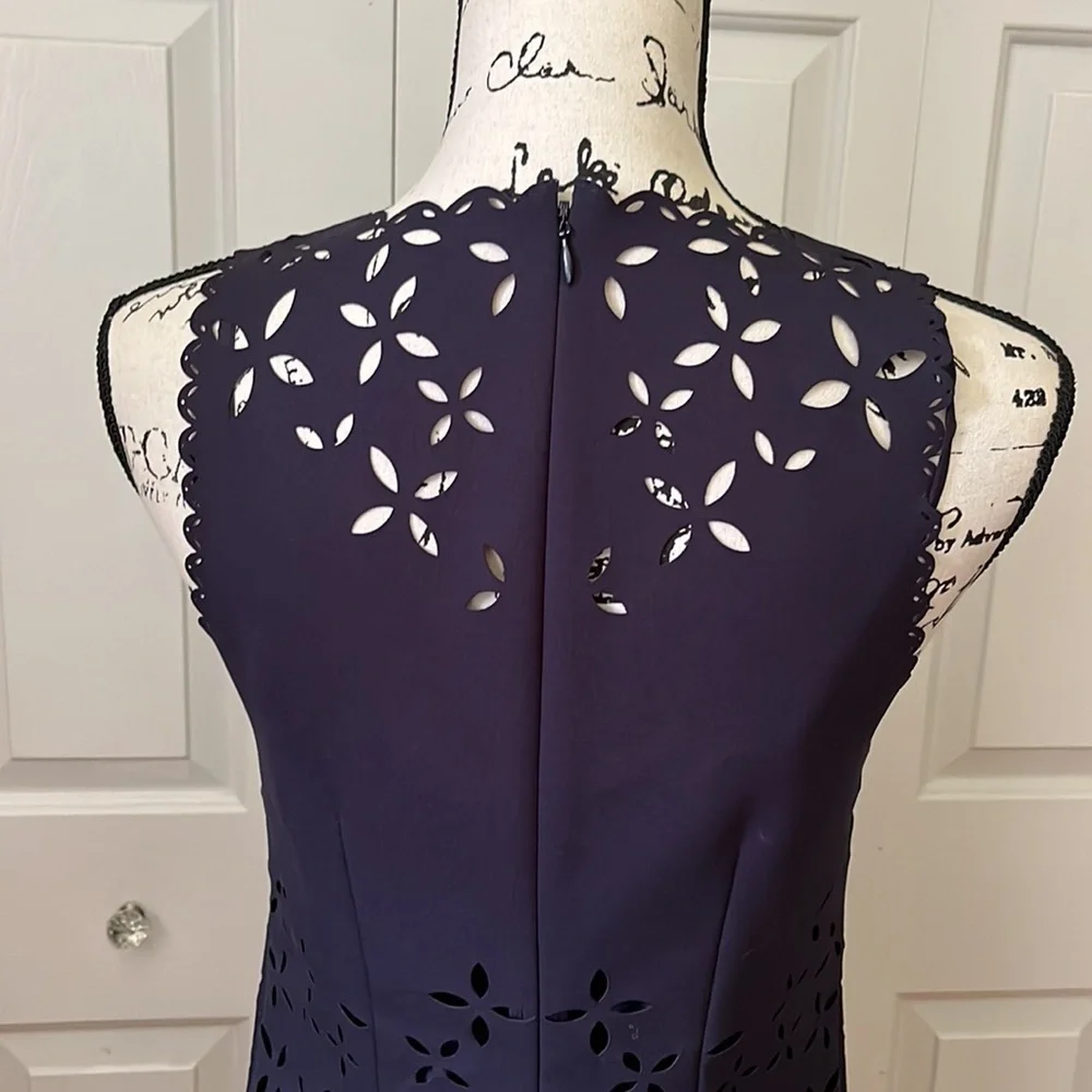 J. Crew Laser Cut Sleeveless Navy Blue Dress Sz 2